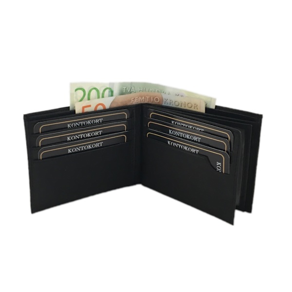 Plånbok i läder Svart Black one size