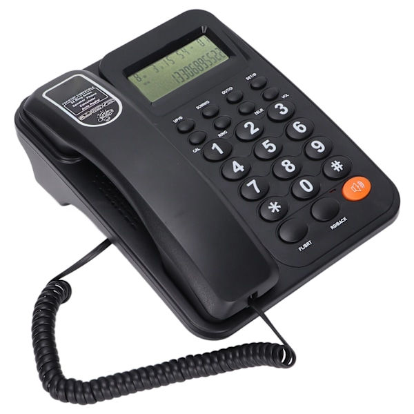 KXT2027CID ledning telefon med opkalds-id, semi-handsfree, 24 ringetoner, fastnettelefon med display til kontor, hotel (sort)