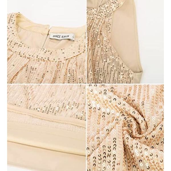 Kvinners Sequin-topp uten ermer, gull Gold M