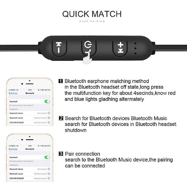 Trådløse magnetiske Bluetooth-hovedtelefoner med håndfri headset med mikrofon og støjreduktion til Huawei Xiaomi Samsung with box black327