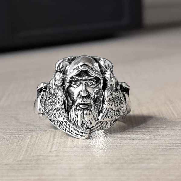 1pc Nordic Mythology Odin Raven Vintage Men's Viking Wolf Punk Ring Scandinavian Amulet Gothic