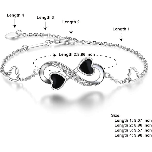 (Sølv) Dame Infinity Love Armbånd, 925 Sterling Sølv Justerbart Charm Evighedsarmbånd til Kvinder og Piger[qb] M