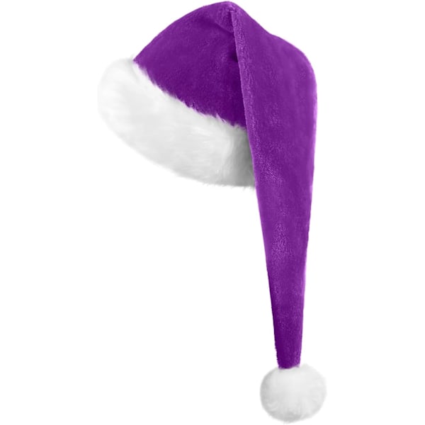 Julhatt Tomtehatt För Vuxna, Plus Lång Julhatt Lyxig Tomtehatt, Julpartyhatt För Män Och Kvinnor, Jultillbehör Lila purple adult
