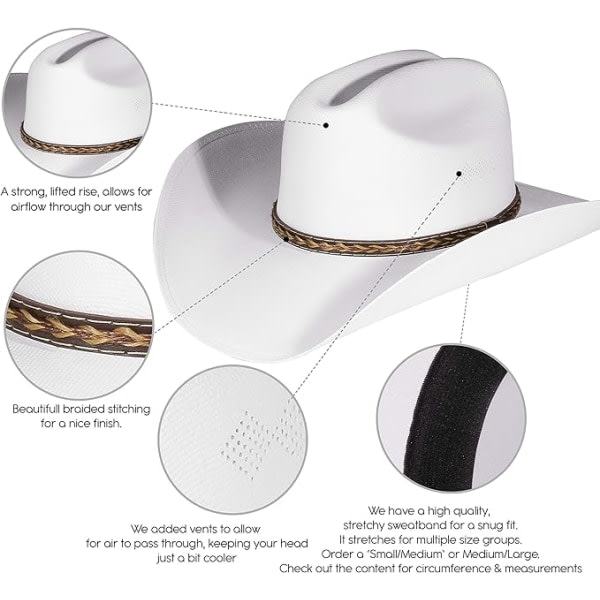 Cowboy Hat Stetson Style Sommer Western Ridning Bredskygget Cap Bla