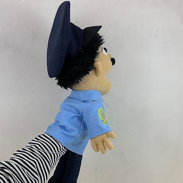 Jeffy Puppet Plysch Leksak Docka, Jeffy Puppets Sml Leksak, Naughty Funny Puppet Leksak med Fungerande Mun, För Barn Pojkar Flickor Rollspel, Storytelli Polis Kille Police Guy 60CM