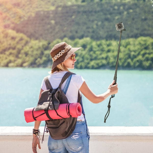 19\" aluminium teleskopisk monopod (blå, repfärg slumpmässig) för GoP