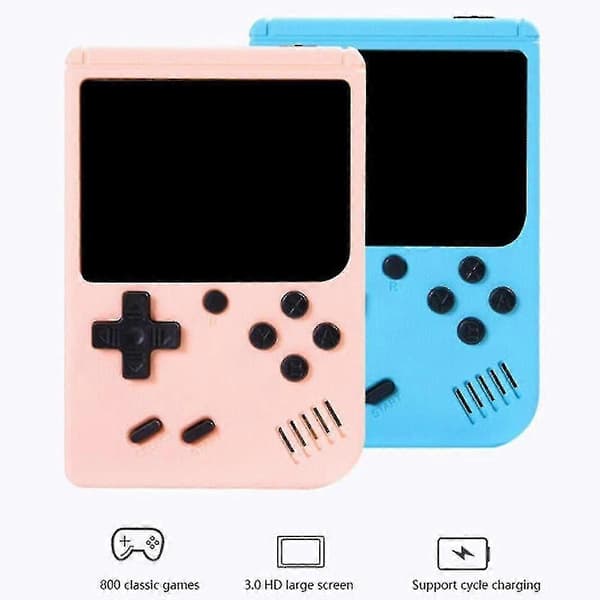 Gameboy Retro Videospilkonsol med 500 indbyggede klassiske spil til børn Pink