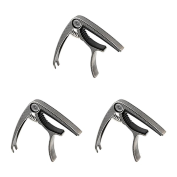 1/2/3 Gitarr Capo Akustisk Klämma Snabbväxlingsklämma Nyckel för Silver 9,3x7,5x1,5cm Silver 9.3x7.5x1.5cm 3 Sets
