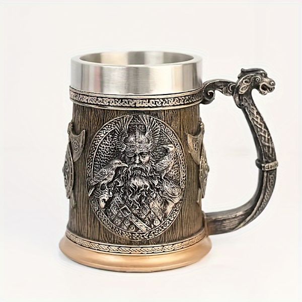 1pc Viking Ares Ølkrus, Nordisk Mytologi Folklore Vikingernes Krigsgud Ølkrus i Rustfrit Stål B016