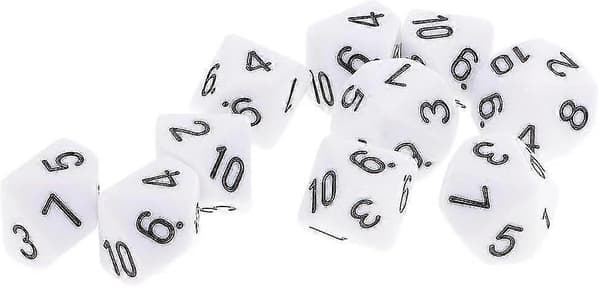 10 stk. 10-sidet D10 polyhedral til og spille spil gave hvid{h}