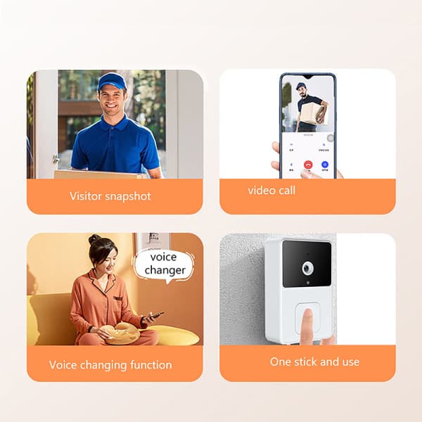 CDQ Wifi videodørklokke HD IR-kamera stemmeintercom bevegelsesdeteksjon