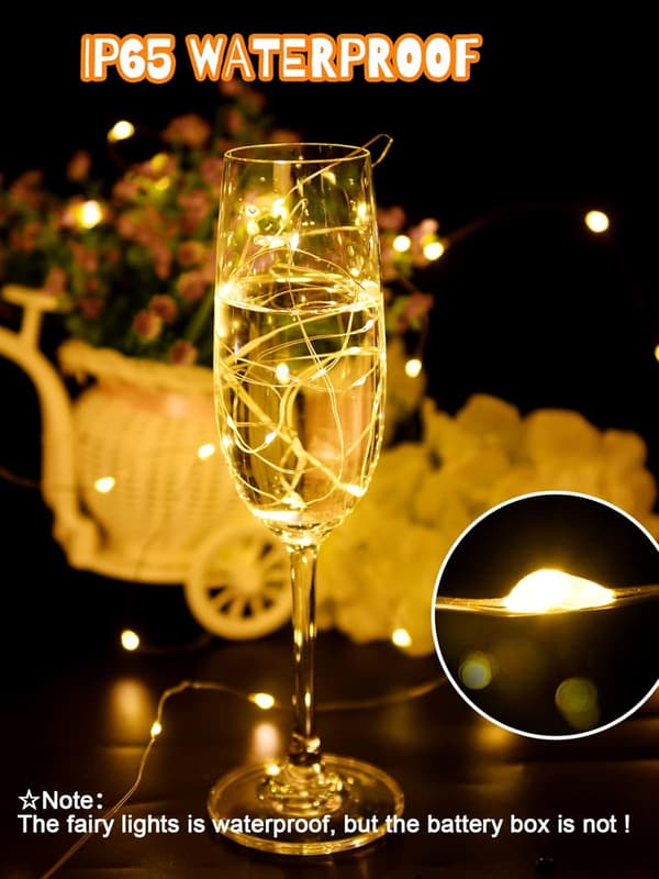 {hw} LED String Lights, 10 x 20 tråd, vandtæt, 2m sølvtråd til fest, jul, Halloween (blå)