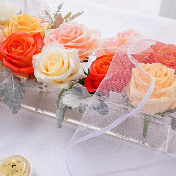 Blomvas Klar Akryl Rektangulär Blomsterarrangemang Dekorativt Centerpiece för Bröllop Matsalsbord Vas