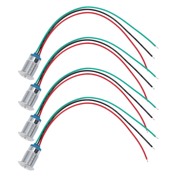 4 sæt indikator LED-lys vandtæt fælles anode industrielle kontrolkomponenter 12mm 110-220V rød og grøn