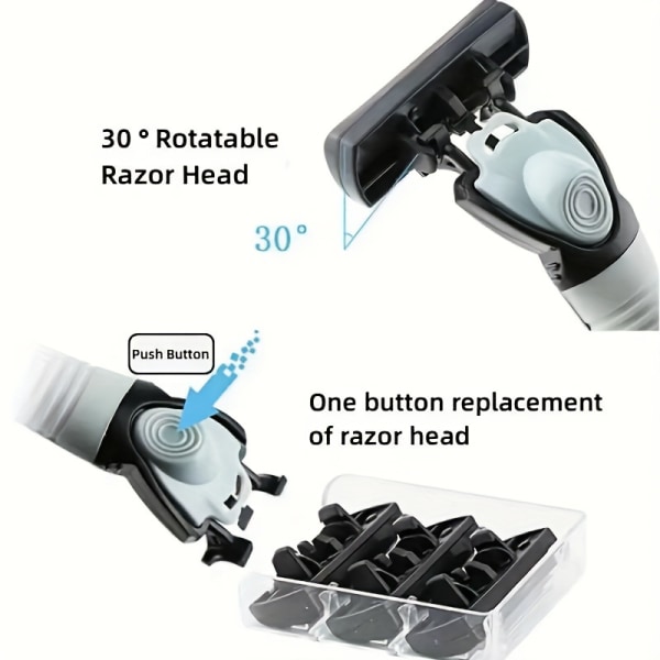 Manuell barbermaskin, 6-lags barberblad, barbermaskin i rustfritt stål, reserveblader 1 Toolholder