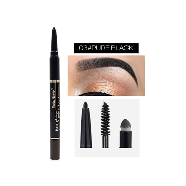 3-i-1 Vandtæt Eyeliner Blyant & Øjenbrynsblyant Sort Brun Øjenmakeup Kosmetisk Værktøj 3#[qb]