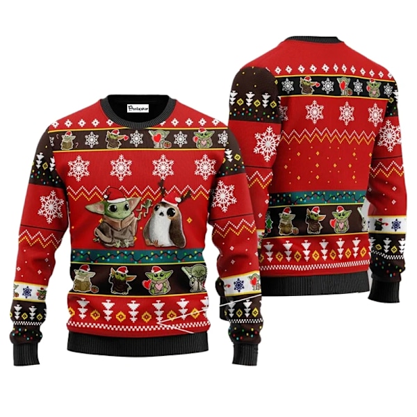The Mandalorian og Grogu Baby Yoda Stygg Julebgenser 2024 God Jul Menn Pullover Høst Vinter Star Wars Damtrøje stil 11 style 11 4XL
