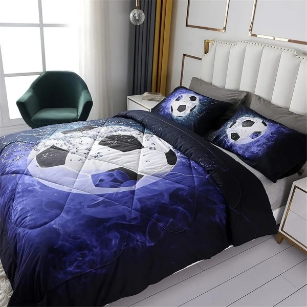 Pojkar och ungdomar fotboll sängkläder set, 2-delad sport sängkläder set, mikrofiber 3D täcke 1 fodral