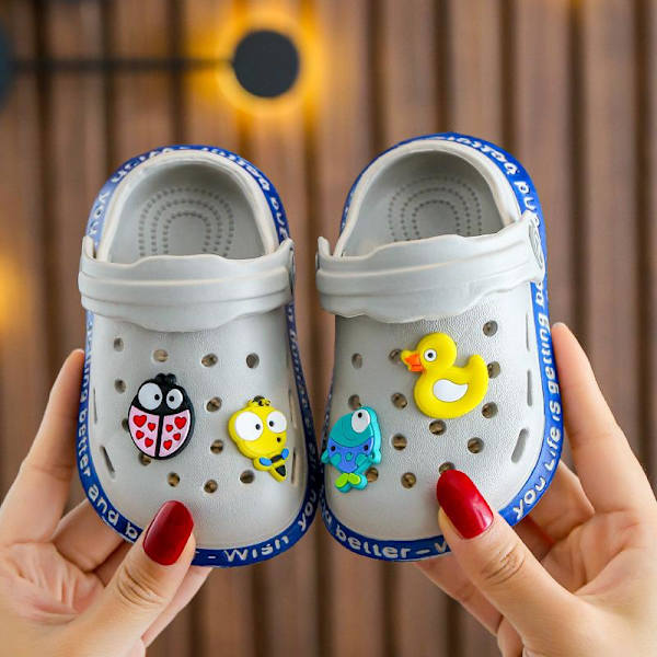 Barn Flickor Pojkar Sommar Sandaler Tecknad Figur Tofflor Barn Platt Sommar Sandaler Grå Grey 24