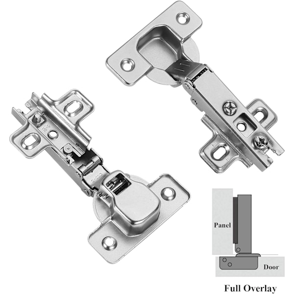 20 stk 35mm skyvedørs hengsler for kjøkkenskap og garderobe, 110 graders selvlukkende fulldekkende standard hengsler - Nikkelbelagt Pack of 20
