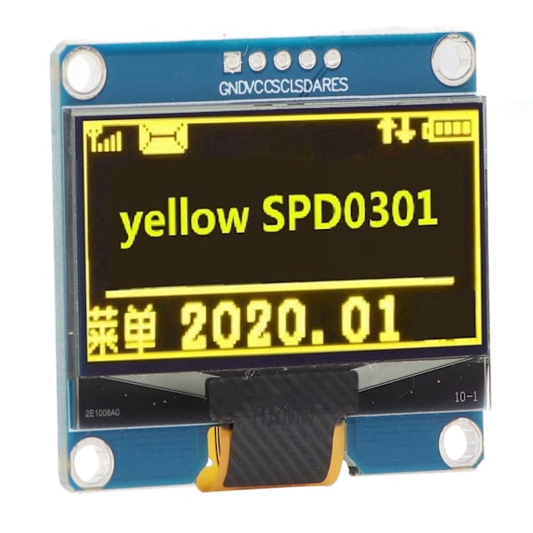 1,54 tommer displaymodul 5 pin IPS SPD0301 IC 128x64 opløsning SPI IIC interface organisk lysemitterende diode modul gul