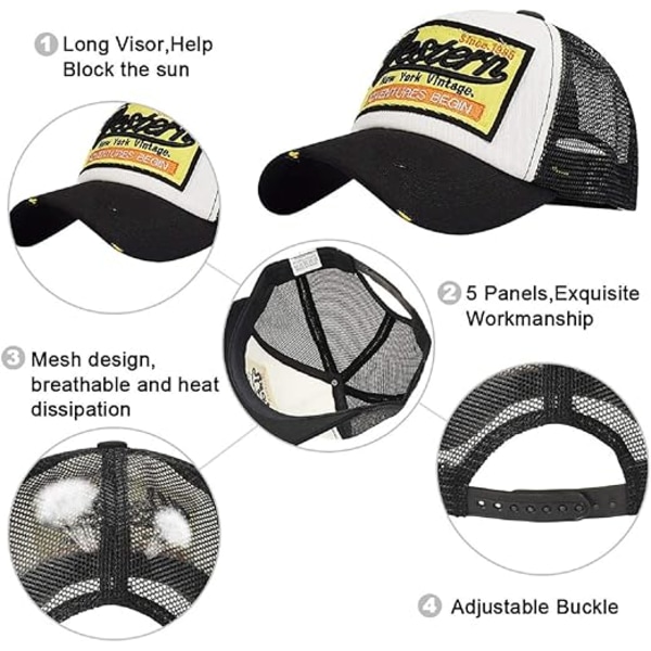 Baseball-lippis Mesh-lippikset Unisex Kirjailtu Kirjainlappu Casual-lippikset Hip Hop Aurinkolippikset Black