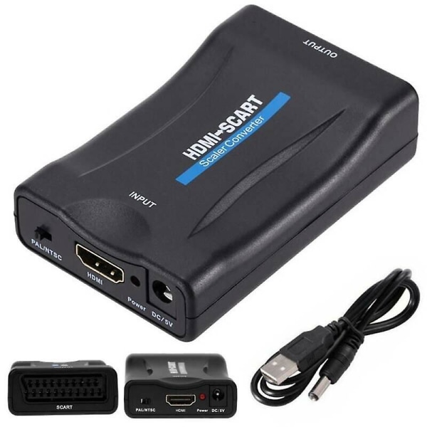 HDMI to SCART Adapter HD Video Audio Slap-up Converter USB Cable TV DVD HDTV New