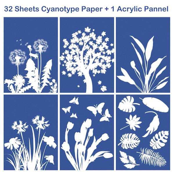 Cyanotyppapper, 32-arks högsensitivt Sunprint Nature Print