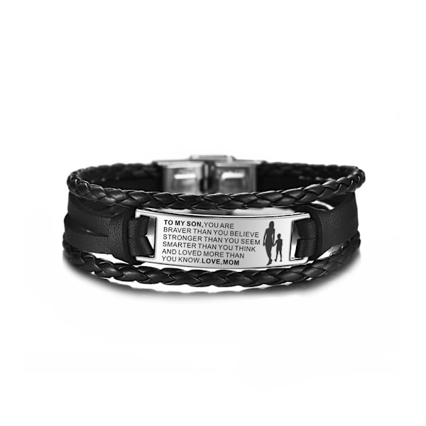 Til min søn Læderarmbånd Rustfrit stål Korrosionsjusterbart armbånd Adjustable