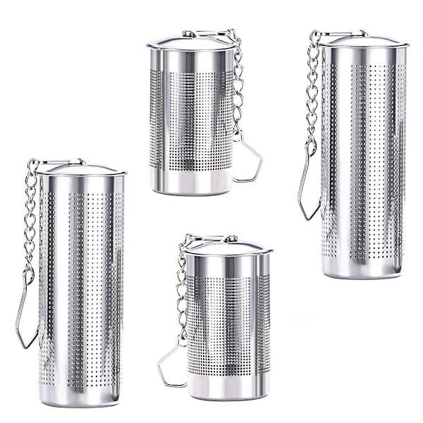 st Te-filter för löst te, tefilter med lock, tefilter i rostfritt stål med kedjekrok, T[qb]