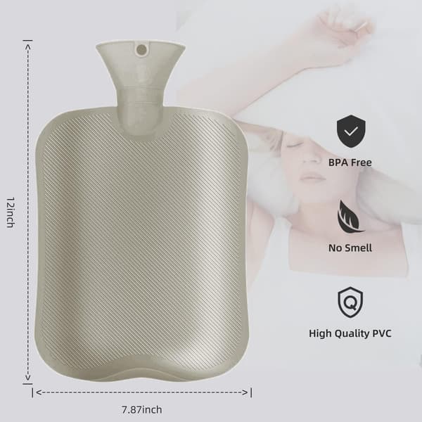 Varmvattenflaska, 4 liters kapacitet, med stickat överdrag. Varm och kall kompress för smärtlindring och termoterapi. green