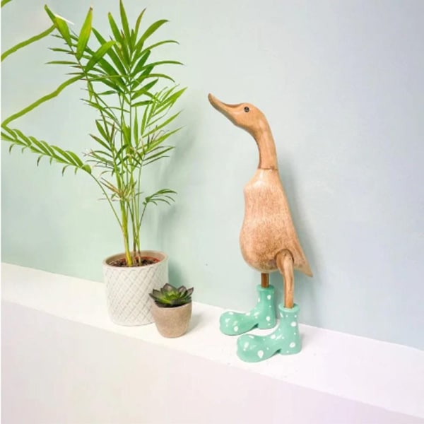 Spotted Wellies Duck Resin Duck Ornament GRØNN M Grønn Green M