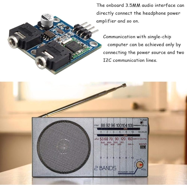 TEA5767 Stereo FM-radiomodul med 76-108MHZ teleskopantenne for Arduino