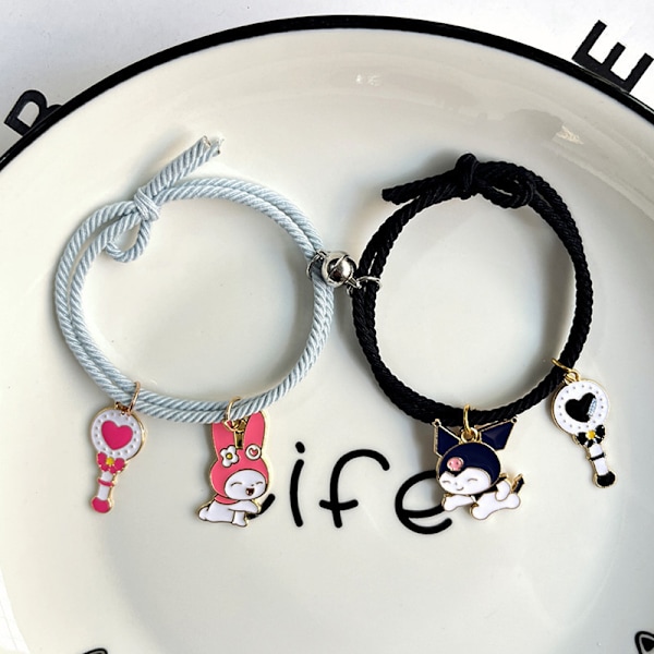 1 Pari Sanrio-tarvikkeita Rannekoru Kuromi Melody Magneettinen Kum A5