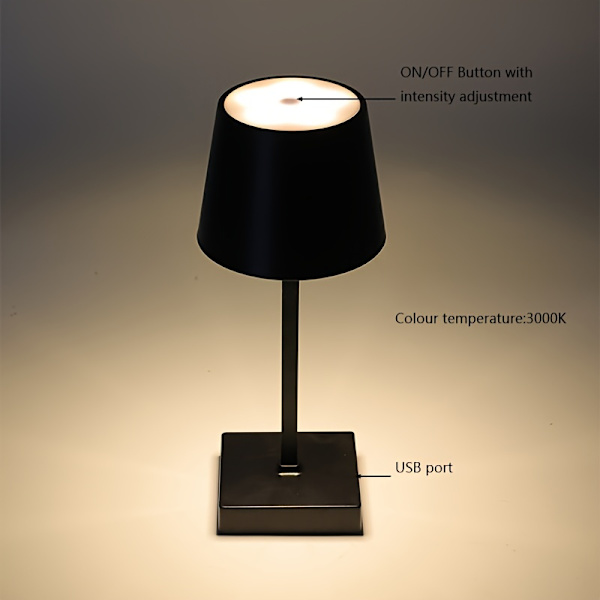 1 stk. Ambient bordlampe, trådløs genopladelig bordlampe, retro natlampe, dæmpbar bordlampe Black 1pc