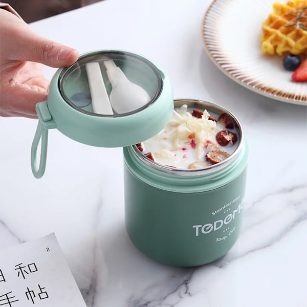 500 ml termosmatlåda i rostfritt stål med sked för barn C