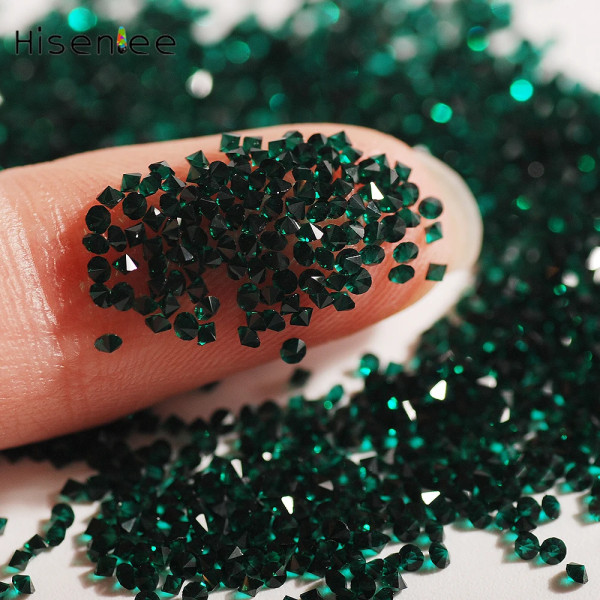 Kynsien taide Pointback Tummanvihreä Lasi Timantit 1.1MM Mikro Timantti Manikyyri Diy Craft Mini Timantti 1440kpl