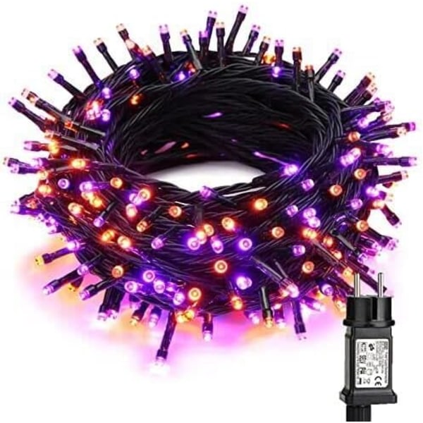 PhilzOps Halloween-koristevalot, 20m 200 LED:n purppura-oranssit syysvaloketjut 8 valotilaa Purple
