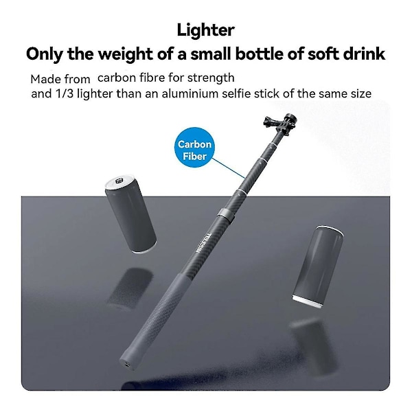 1,2 m Carbonfiber Selfie Stick Monopod, Foldbar med 1/4 Skrue til Actionkamera