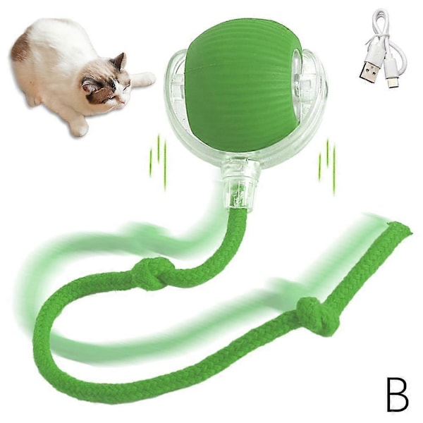 Smart Rollerball Självspelande Katt Leksak, Kattboll för Lekfulla Katter Green