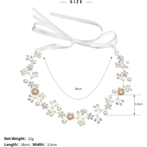 Bryllupskrone Hårpynt Håndlavet Blomst Brud Ornamenter Bryllup Hårtilbehør Håndlavet Krans (Guld)