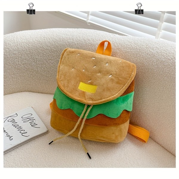 1 st hamburger väska, söt tecknad ryggsäck, stor kapacitet ryggsäck, idealisk present 1pc