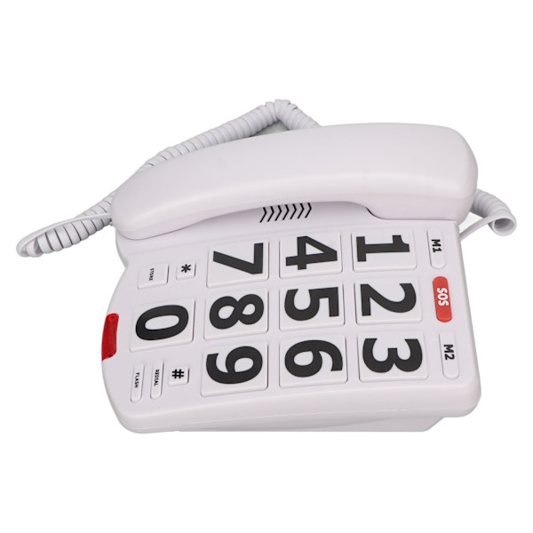 Stor knap telefon enkel klassisk justerbar lyd hjemme fastnettelefoner til seniorer hvid