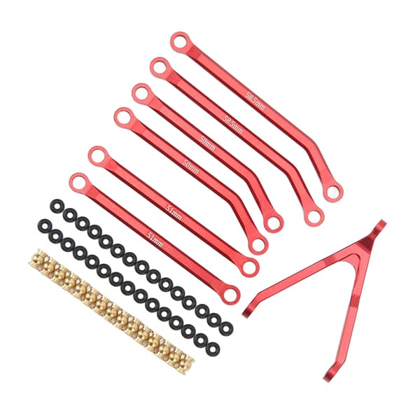 RC Tie Rod Kit Set Ball Head Support Tie Frame Rubber Loop RC Car Shell Accessories 1/24 for Axial Red