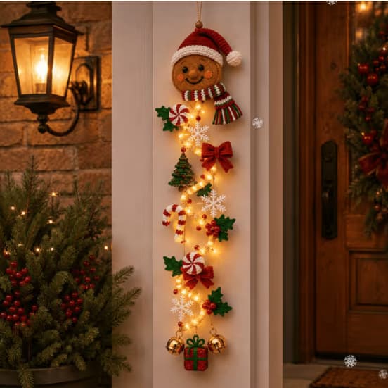 Lysende juleophæng til dør, træferiedekoration med LED-lys, 6 designs Reindeer