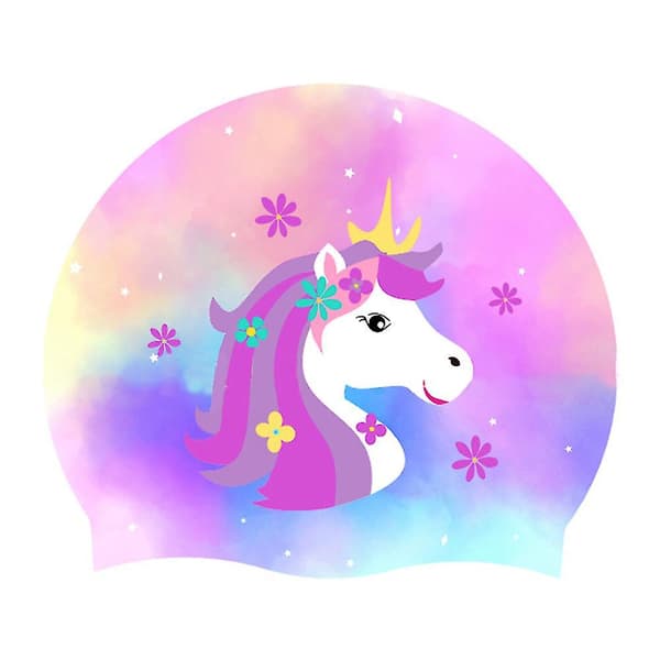 Unicorn badmössa silikon badmössa vattentät badmössa för barn flickor[qb] B