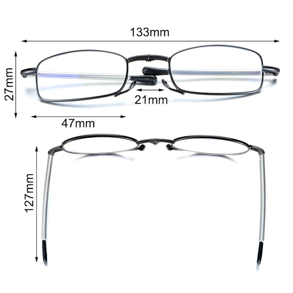 Foldbare læsebriller Presbyopia Briller SORT STYRKE Sort Sort Black Strength 1.5x-Strength 1.5x
