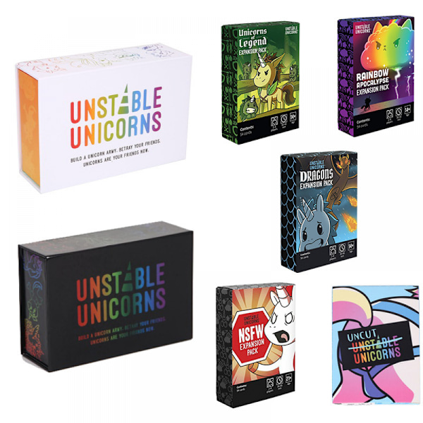Instable Unicorns Korttipeli - Strategiapeli ja seurustelupeli aikuisille ja teineille Dragons extension