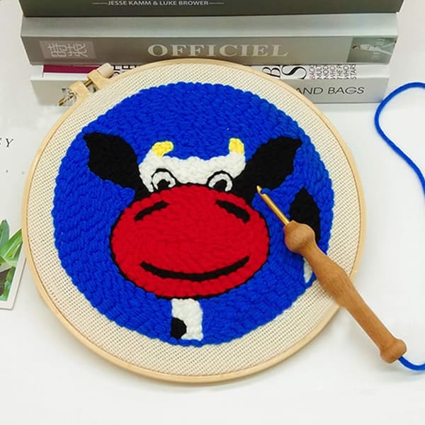 Punchnål broderikit justerbart punchnålverktyg, trä