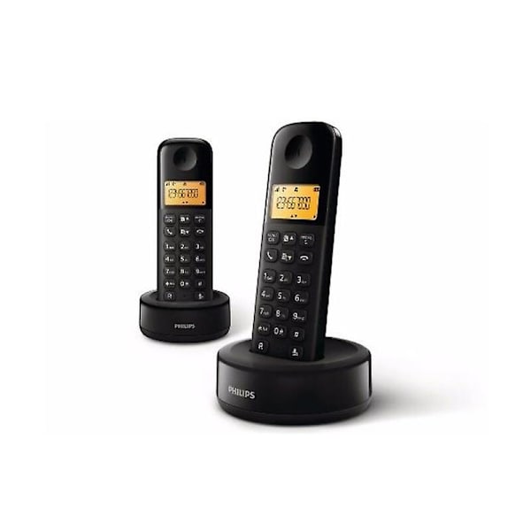 Trådløs telefon Philips D1602B/01 1,6\" 300 mAh GAP (2 stk) Svart